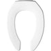 Bemis 2155CT Church Elongated Open Front Less Cover Commercial Plastic Toilet Seat in White with Stay·Tite® Commercial Fastening System™, DuraGuard® and Check Hinges - White