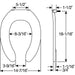 Bemis 255 Church Elongated Plastic Toilet Seat in White with Check Hinges - Dimensions