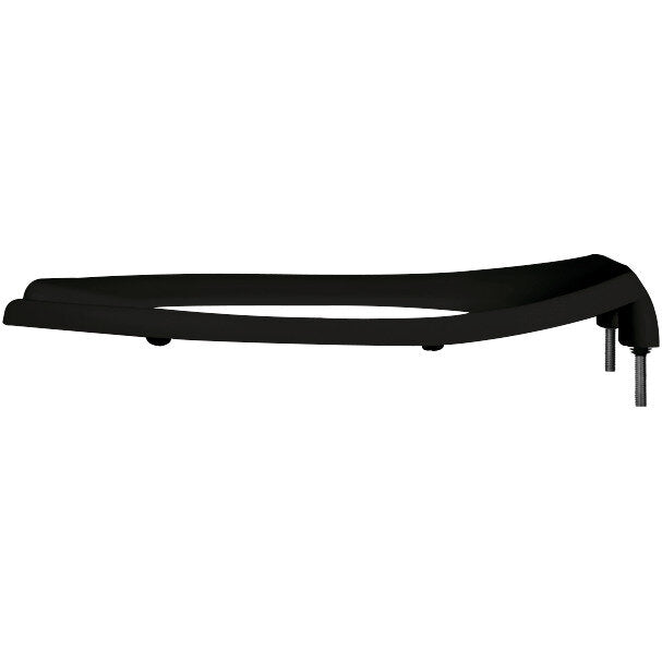 Bemis 295CT Church Elongated Open Front Less Cover Commercial Plastic Toilet Seat with Stay·Tite® Commercial Fastening System™ and Check Hinges - Black