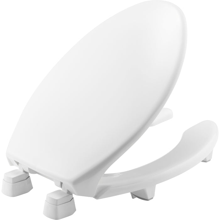 Bemis 2L2150T Elongated Open Front With Cover Medic-Aid® 2" Lift Plastic Toilet Seat in White with Stay·Tite® Commercial Seat Fastening System™ , DuraGuard®, and Super·Grip Bumpers™ - White