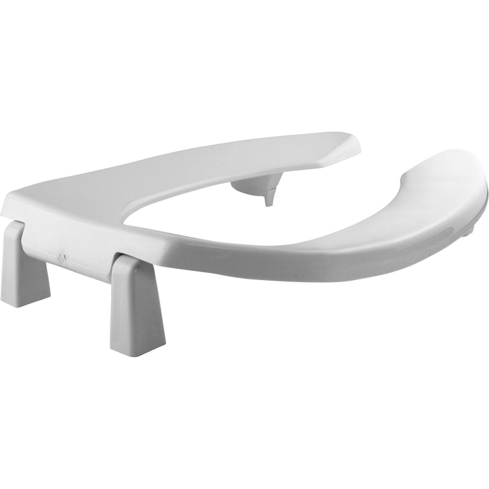 Bemis 2L2155T Elongated Open Front Less Cover Medic-Aid® 2" Lift Plastic Toilet Seat in White with Stay·Tite® Commercial Seat Fastening System™, DuraGuard® and Super·Grip® Bumpers - White