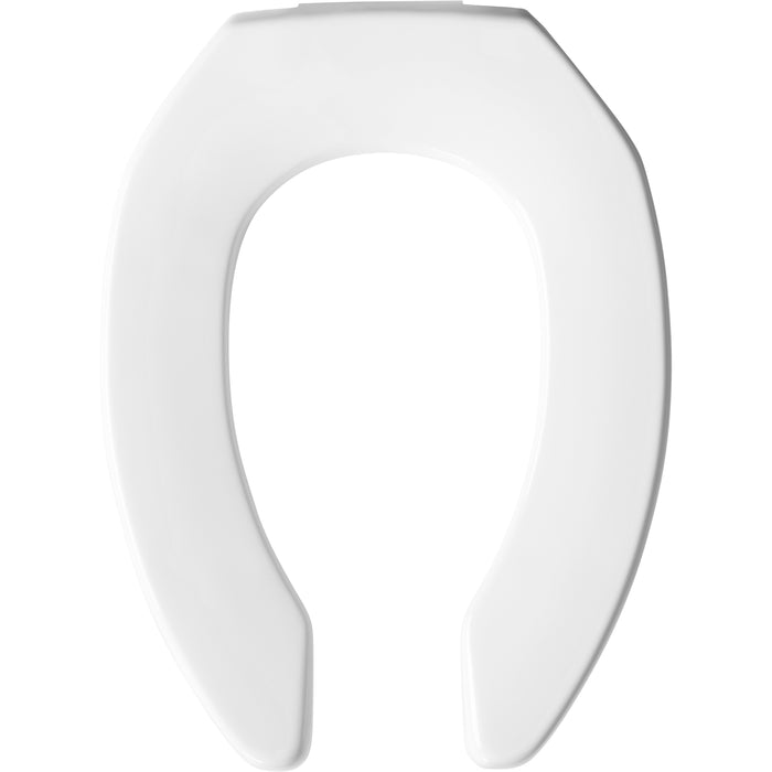 Bemis 2L2155T Elongated Open Front Less Cover Medic-Aid® 2" Lift Plastic Toilet Seat in White with Stay·Tite® Commercial Seat Fastening System™, DuraGuard® and Super·Grip® Bumpers - White