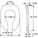 Bemis 3155SSCT Elongated Plastic Toilet Seat Featuring Stay·Tite® Commercial Fastening System™, DuraGuard® and Self-Sustianing Check Hinges - Dimensions