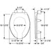 Bemis 3L2150T Elongated Open Front With Cover Medic-Aid® Plastic Toilet Seat in White Featuring Stay·Tite® Commercial Seat Fastening System™, DuraGuard®, Super·Grip® Bumpers and 3-inch Lifts - Dimensions