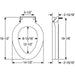 Bemis 4LET Elongated Plastic Closed Front Less Cover with Stay·Tite® Commercial Fastening System™ - Dimensions