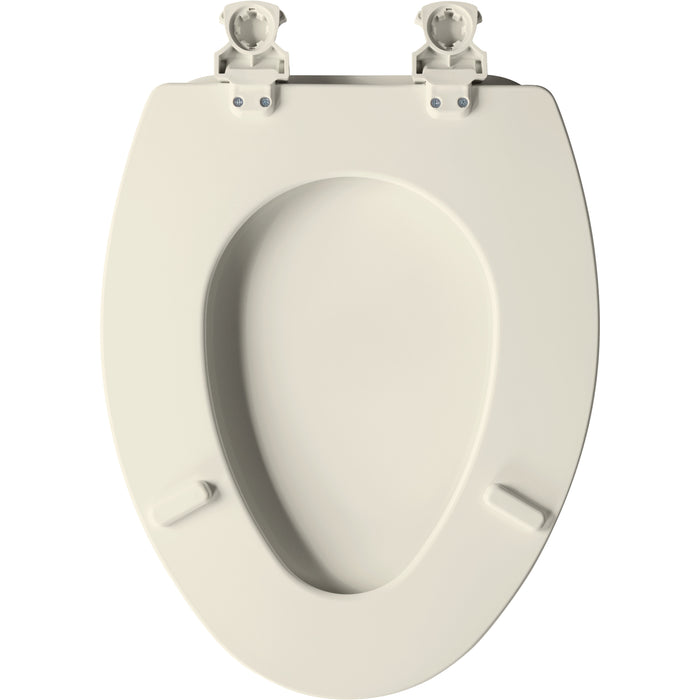Bemis 585EC Church Elongated Enameled Wood Toilet Seat with Easy·Clean® Hinges - Biscuit