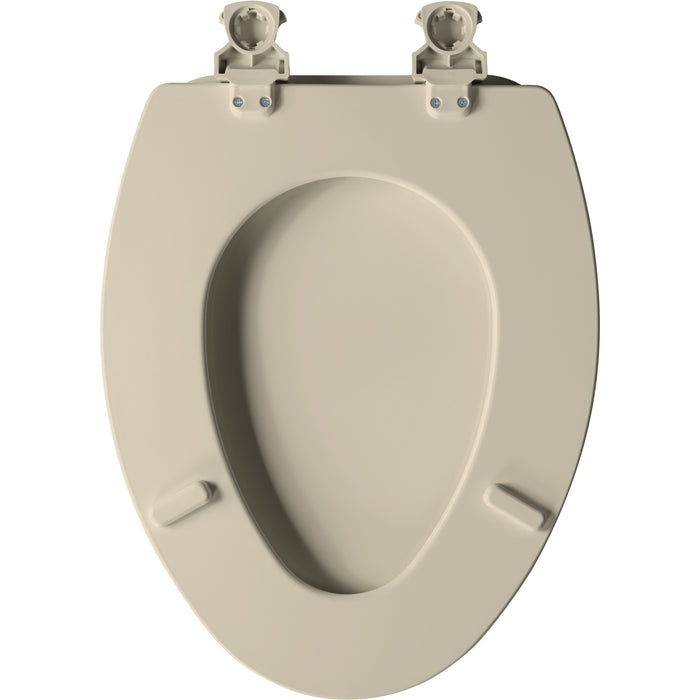 Bemis 585EC Church Elongated Enameled Wood Toilet Seat with Easy·Clean® Hinges - Bone