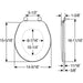 Bemis 70 Round Plastic Closed Front with Cover Toilet Seat with Top·Tite® Hinges - Dimensions