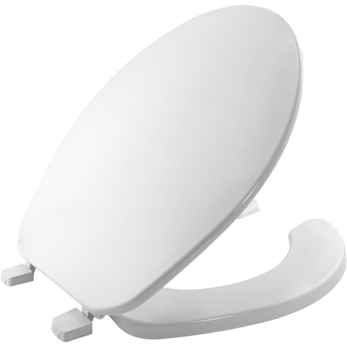 Bemis 75 Round Plastic Open Front with Cover Toilet Seat with Top·Tite® Hinges - White