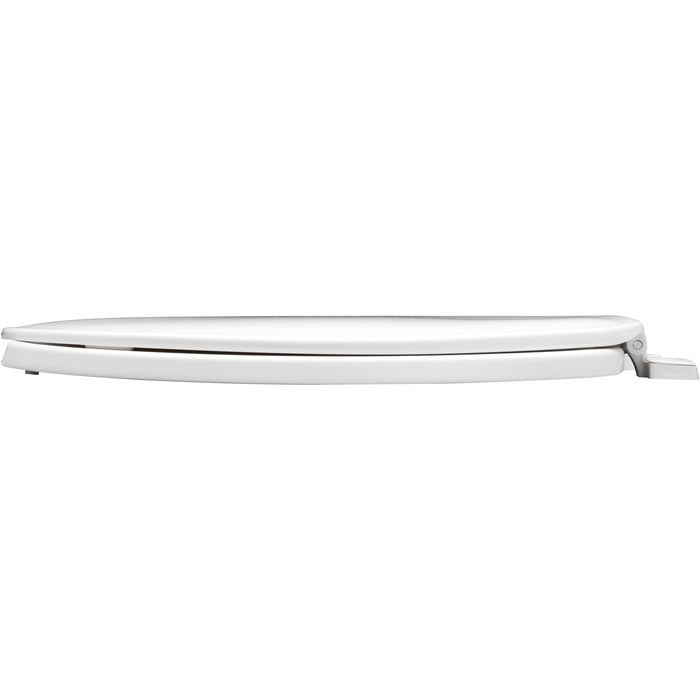 Bemis 75 Round Plastic Open Front with Cover Toilet Seat with Top·Tite® Hinges - White
