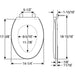 Bemis 7600T Elongated Hospitality Plastic Toilet Seat in White with Stay·Tite® Commercial Fastening System™ - Dimensions