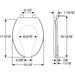 Bemis 7650TDG Elongated Open Front With Cover Hospitality Plastic Toilet Seat in White with Stay·Tite® Commercial Fastening System™ and DuraGuard® - Dimensions