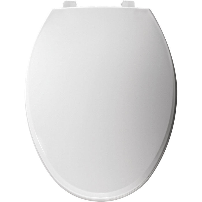 Bemis 7650TDG Elongated Open Front With Cover Hospitality Plastic Toilet Seat in White with Stay·Tite® Commercial Fastening System™ and DuraGuard® - White