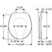 Bemis 7750TDG Round Open Front With Cover Hospitality Commercial Plastic Toilet Seat in White Stay·Tite® Commercial Fastening System™ and DuraGuard® - Dimensions