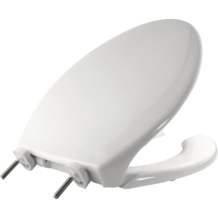 Bemis 7850TDG Elongated Open Front With Cover Hospitality Plastic Toilet Seat in White with Stay·Tite® Commercial Fastening System™ and DuraGuard® - White