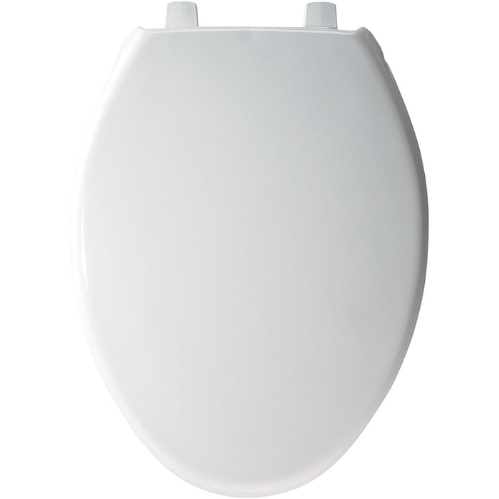 Bemis 7850TDG Elongated Open Front With Cover Hospitality Plastic Toilet Seat in White with Stay·Tite® Commercial Fastening System™ and DuraGuard® - White