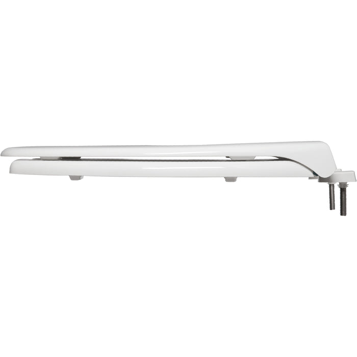 Bemis 7850TDG Elongated Open Front With Cover Hospitality Plastic Toilet Seat in White with Stay·Tite® Commercial Fastening System™ and DuraGuard® - White