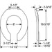Bemis 955CT Round Open Front Less Cover Commercial Plastic Toilet Seat Featuring Stay·Tite® Commercial Fastening System™ Check Hinge - Dimensions