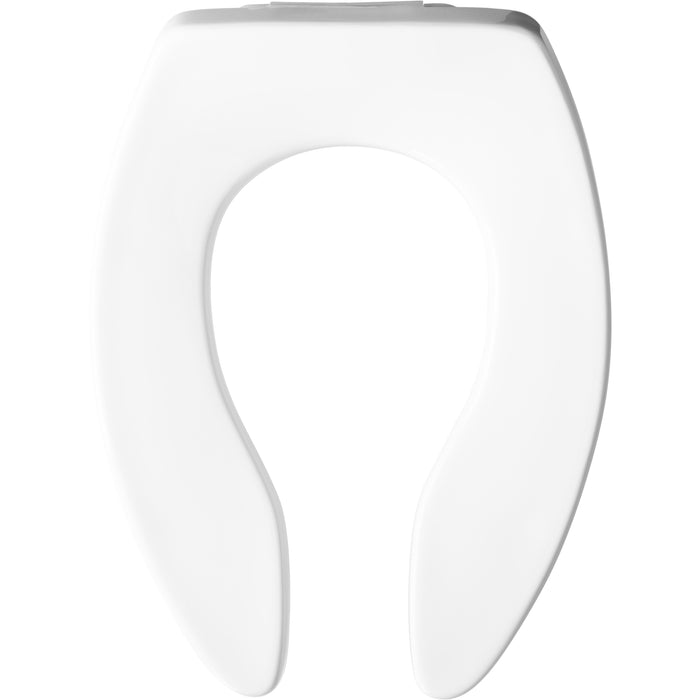 Bemis 95CT Olsonite Elongated Open Front Less Cover Commercial Plastic Toilet Seat in White with Stay·Tite® Commercial Fastening System™ and Check Hinges - White