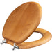 Bemis 9601CP Mayfair by Bemis Natural Reflections™ Round Wood Veneer Toilet Seat in Natural Oak with Chrome Hinges - Natural Oak