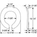 Bemis BB955CT Baby Bowl Open Front Less Cover Commercial Plastic Toilet Seat in White with Stay·Tite® Commercial Fastening System™, Check Hinges, and DuraGuard® - Dimensions