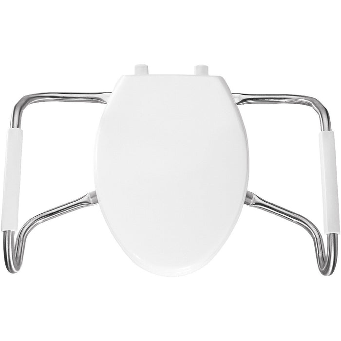 Bemis MA2100T Elongated Medic-Aid® Stainless Steel Safety Side Arms is a Plastic Toilet Seat in White with Stay·Tite® Commercial Seat Fastening System™ and DuraGuard® - White