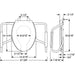 Bemis MA2150T Elongated Open Front Medic-Aid® Stainless Steel Safety Side Arms is a Plastic Toilet Seat in White Featuring Stay·Tite® Commercial Fastening System™ and DuraGuard® - Dimensions