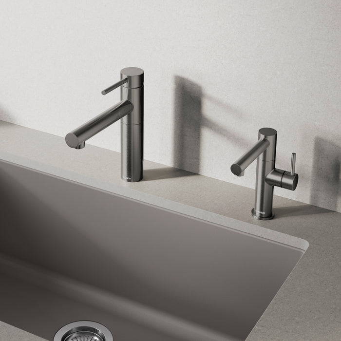Satin Dark Steel - BLANCO Alta II Low Arc Pull-Out Dual-Spray Kitchen Faucet
