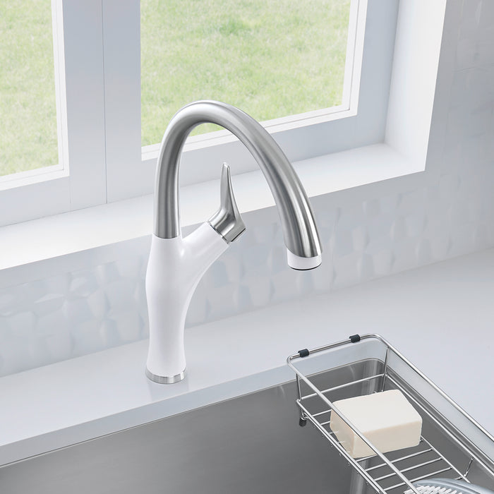 Pvd Steel/White - BLANCO Artona Pull-Down Dual-Spray Kitchen Faucet