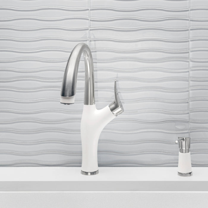 Pvd Steel/White - BLANCO Artona Pull-Down Dual-Spray Kitchen Faucet