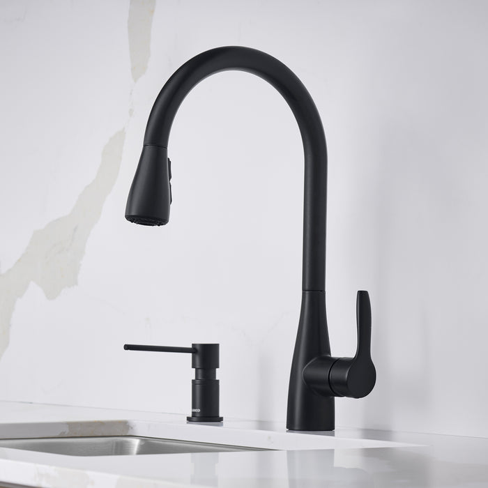Matte Black - BLANCO Atura Pull-Down Dual-Spray Kitchen Faucet