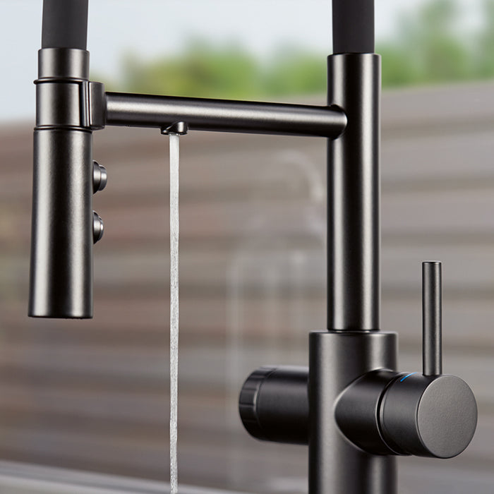 Matte Black - BLANCO Catris Flexo Filter-Ready Semi-Pro Pull-Down Dual-Spray Kitchen Faucet