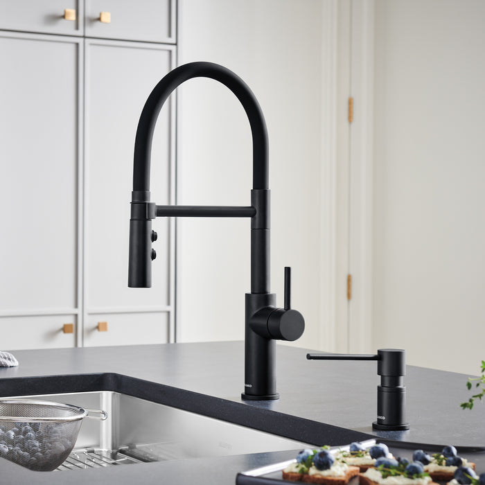 Matte Black - BLANCO Catris Flexo Semi-Pro Pull-Down Dual-Spray Kitchen Faucet