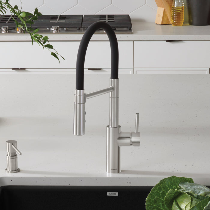 Pvd Steel - BLANCO Catris Flexo Semi-Pro Pull-Down Dual-Spray Kitchen Faucet