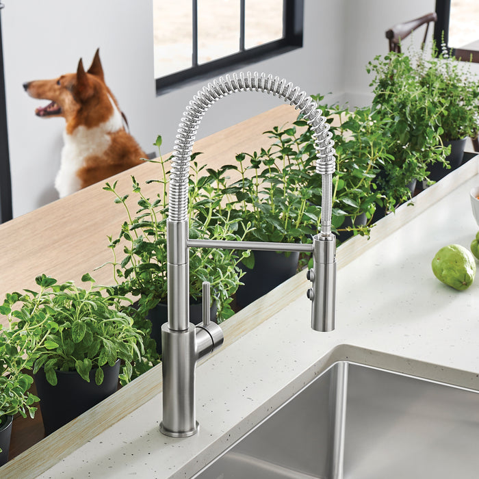 Pvd Steel - BLANCO Catris Semi-Pro Pull-Down Dual-Spray Kitchen Faucet