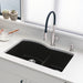 Coal Black - BLANCO Diamond SILGRANIT 32" 60/40 Double Bowl Undermount Kitchen Sink with Low Divide