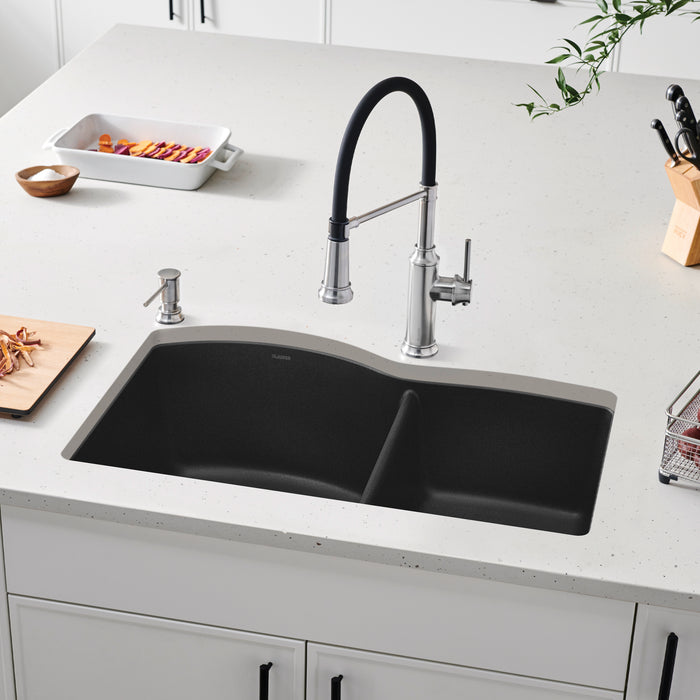 Anthracite - BLANCO Diamond SILGRANIT 32" 60/40 Double Bowl Undermount Kitchen Sink