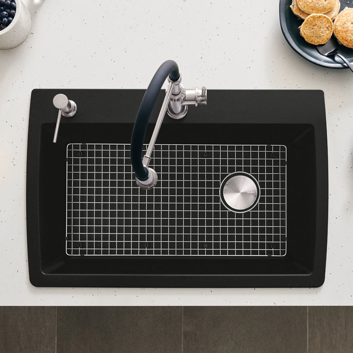 Coal Black - BLANCO Diamond SILGRANIT 33.5" Super Single Dual Mount Kitchen Sink