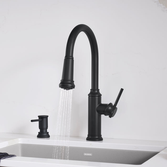 Matte Black - BLANCO Empressa High Arc Pull-Down Dual-Spray Kitchen Faucet