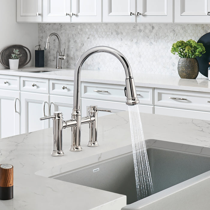 Chrome - BLANCO Empressa Pull-Down Dual-Spray Bridge Faucet