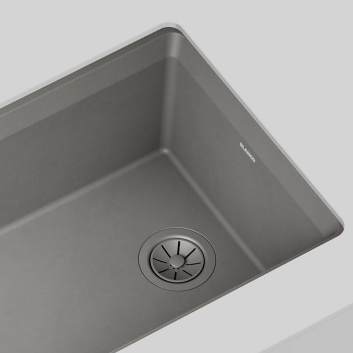 Volcano Gray - BLANCO Essential Silgranit Color-Matched 3.5" Basket Strainer with Turn-to-Close Design