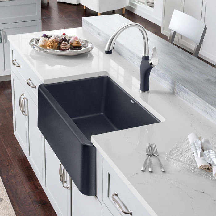 Anthracite - BLANCO Ikon SILGRANIT 30" Single Bowl Apron-Front Farmhouse Sink