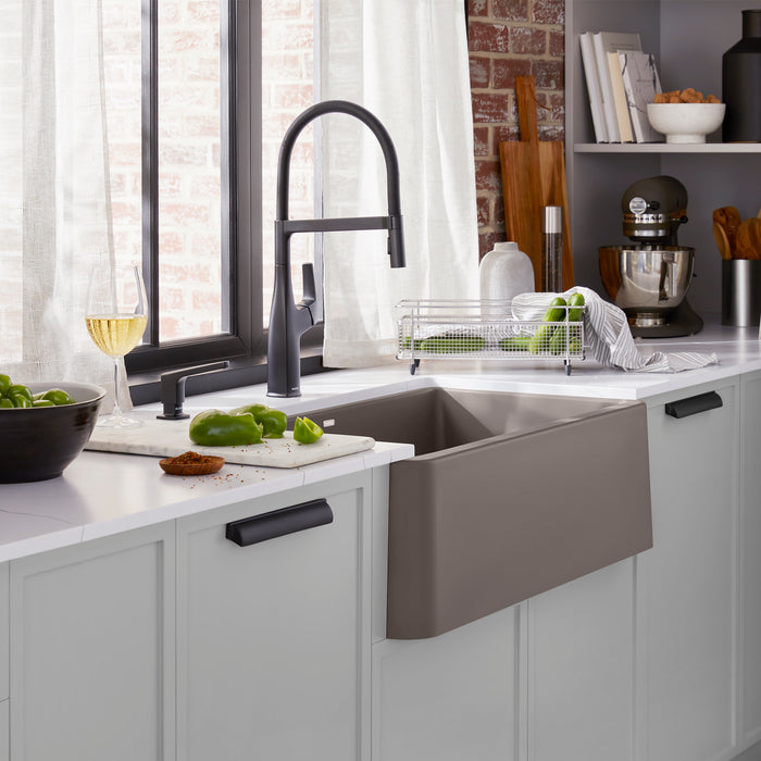 Volcano Gray - BLANCO Ikon SILGRANIT 30" Single Bowl Apron-Front Farmhouse Sink