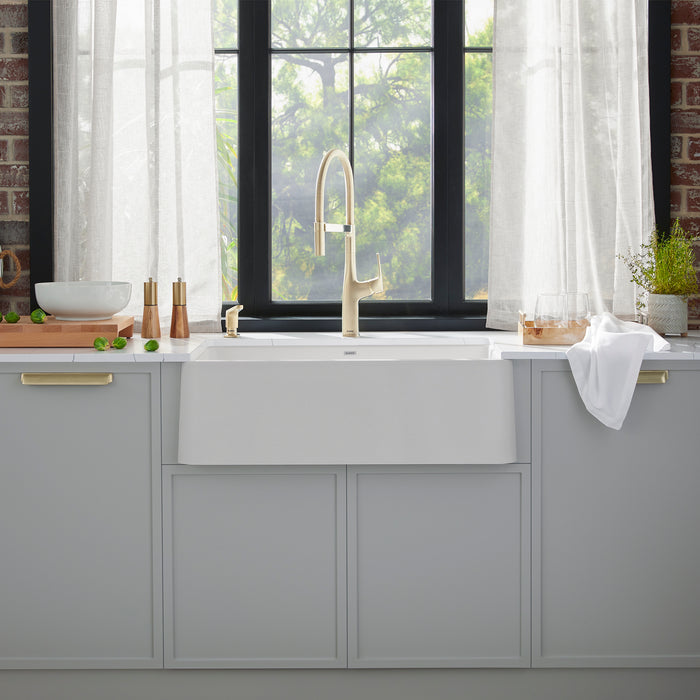 White - BLANCO Ikon SILGRANIT 30" Single Bowl Apron-Front Farmhouse Sink