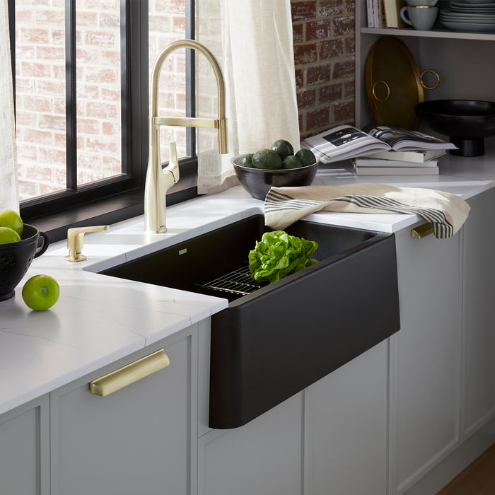Coal Black - BLANCO Ikon SILGRANIT 33" Single Bowl Apron-Front Farmhouse Sink