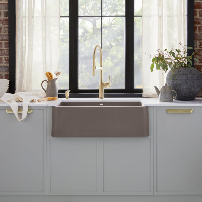 Volcano Gray - BLANCO Ikon SILGRANIT 33" Single Bowl Apron-Front Farmhouse Sink