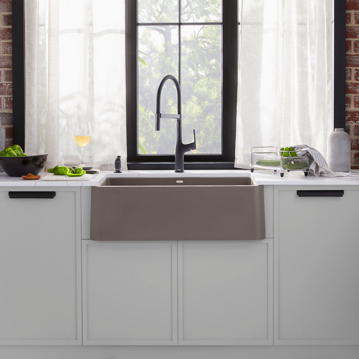 Volcano Gray - BLANCO Ikon SILGRANIT 33" Single Bowl Apron-Front Farmhouse Sink