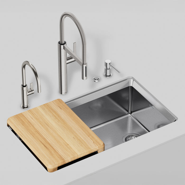 Satin Polish - BLANCO Inteos 33" Single Bowl Reversible Undermount Stainless Steel Workstation Kitchen Sink