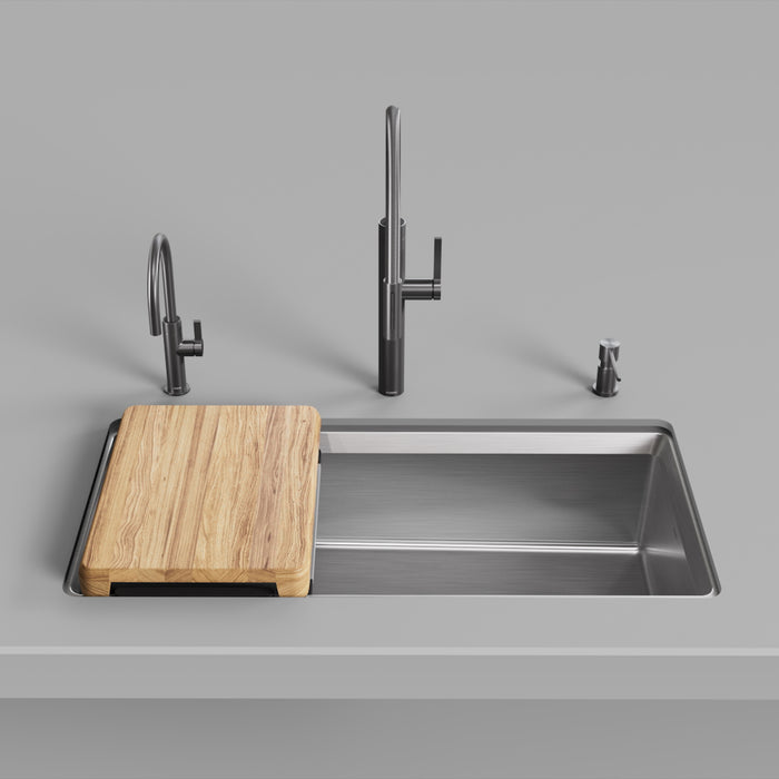 Satin Polish - BLANCO Inteos 39" Single Bowl Reversible Undermount Stainless Steel Workstation Kitchen Sink