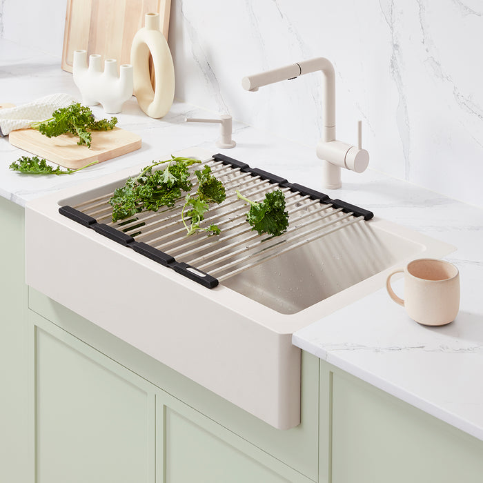 Soft White - BLANCO Linus Low Arc Pull-Out Dual-Spray Kitchen Faucet